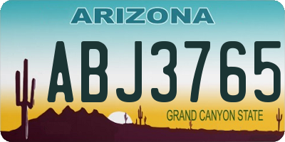 AZ license plate ABJ3765