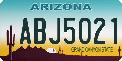 AZ license plate ABJ5021