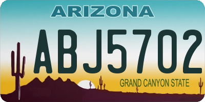 AZ license plate ABJ5702