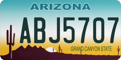 AZ license plate ABJ5707