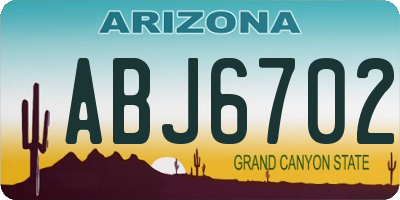 AZ license plate ABJ6702