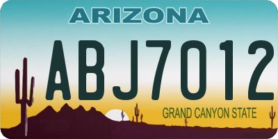 AZ license plate ABJ7012