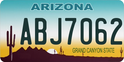 AZ license plate ABJ7062
