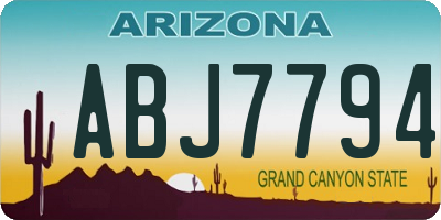 AZ license plate ABJ7794