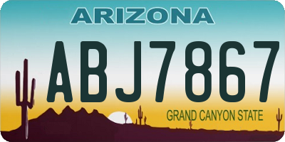 AZ license plate ABJ7867