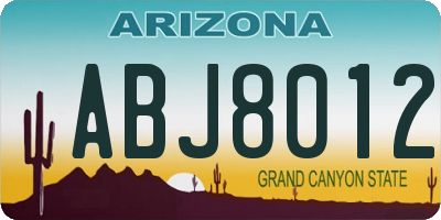 AZ license plate ABJ8012