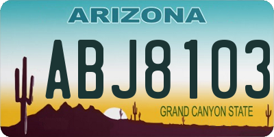 AZ license plate ABJ8103