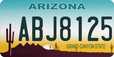 AZ license plate ABJ8125