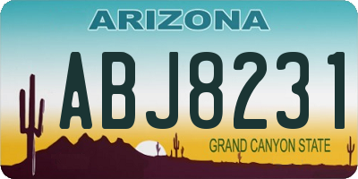 AZ license plate ABJ8231