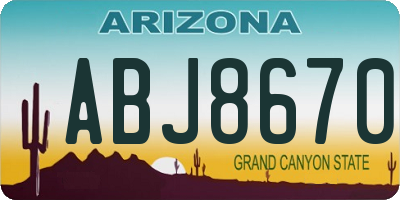 AZ license plate ABJ8670
