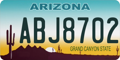 AZ license plate ABJ8702