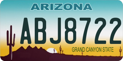 AZ license plate ABJ8722