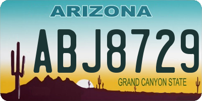 AZ license plate ABJ8729