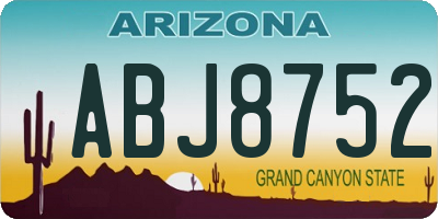 AZ license plate ABJ8752