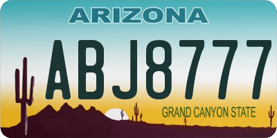 AZ license plate ABJ8777