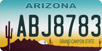 AZ license plate ABJ8783