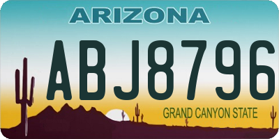 AZ license plate ABJ8796