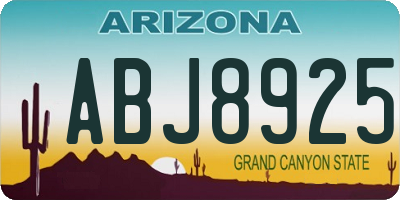 AZ license plate ABJ8925