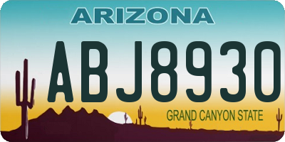 AZ license plate ABJ8930