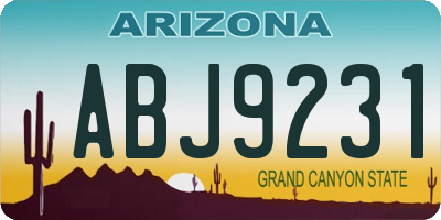 AZ license plate ABJ9231