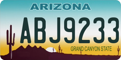AZ license plate ABJ9233