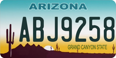 AZ license plate ABJ9258