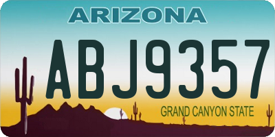 AZ license plate ABJ9357