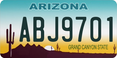 AZ license plate ABJ9701