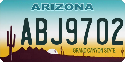 AZ license plate ABJ9702