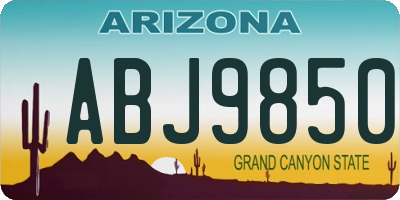 AZ license plate ABJ9850