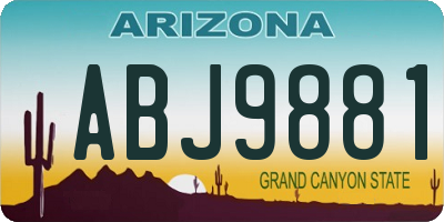 AZ license plate ABJ9881
