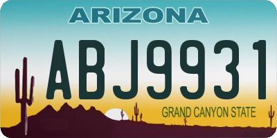 AZ license plate ABJ9931