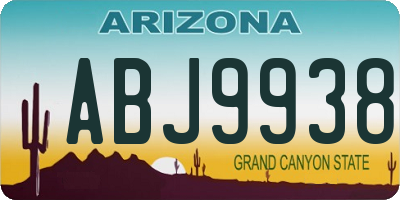 AZ license plate ABJ9938