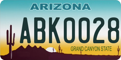 AZ license plate ABK0028