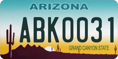 AZ license plate ABK0031