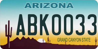 AZ license plate ABK0033