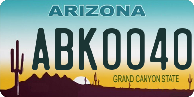 AZ license plate ABK0040