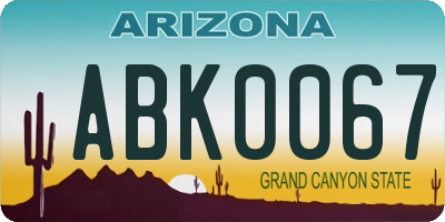AZ license plate ABK0067