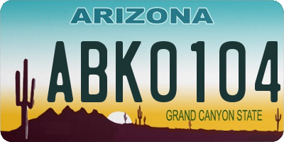AZ license plate ABK0104