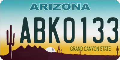 AZ license plate ABK0133