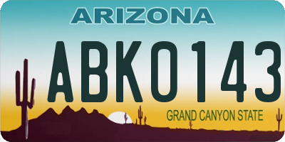 AZ license plate ABK0143