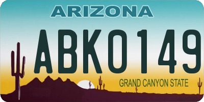 AZ license plate ABK0149