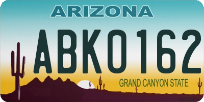 AZ license plate ABK0162