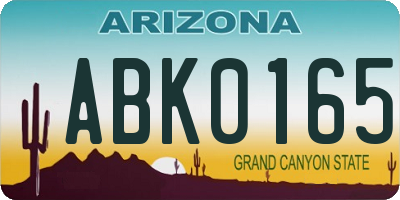 AZ license plate ABK0165
