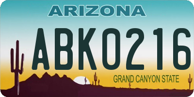 AZ license plate ABK0216
