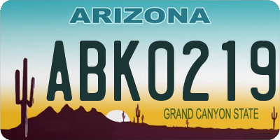 AZ license plate ABK0219