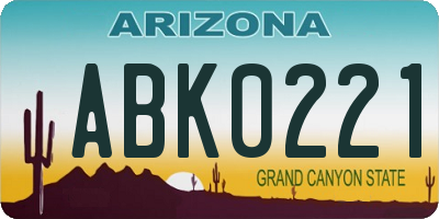 AZ license plate ABK0221
