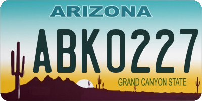 AZ license plate ABK0227