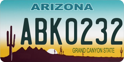 AZ license plate ABK0232