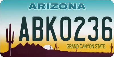 AZ license plate ABK0236